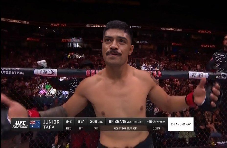 Junior Tafa inside the UFC Octagon at Nashville, preparing for his light heavyweight debut against Tuco Tokkos.