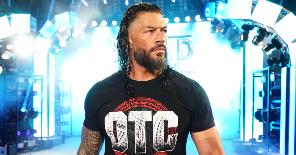 Roman Reigns returns to WWE wearing OTC t-shirt on Monday Night Raw entrance stage