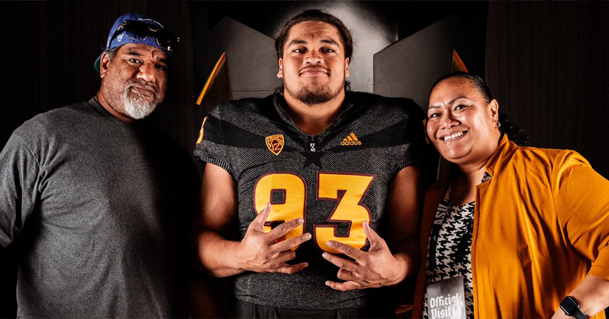 Jacob Kongaika, Arizona State University football player, in action during a game.