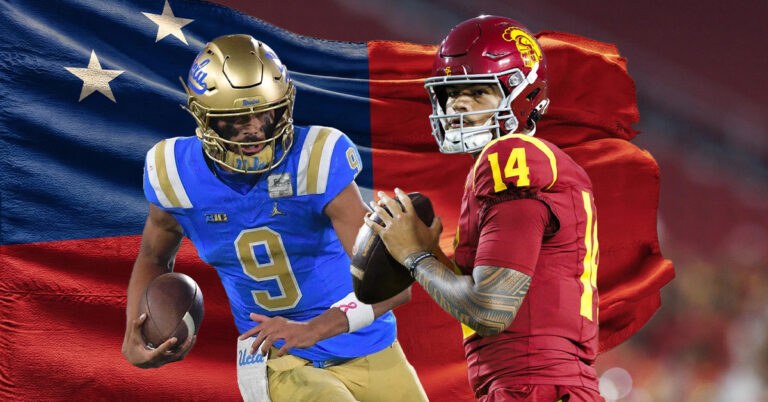 Nico Iamaleava of UCLA and Jayden Maiava of USC, Samoan quarterbacks facing off in historic college football rivalry at LA Memorial Coliseum, 2025 Crosstown Showdown
