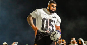 RUNIT collision sport athlete number 05 holding Steeden ball ahead of explosive USA Trials tour kickoff in Las Vegas November 18 2025